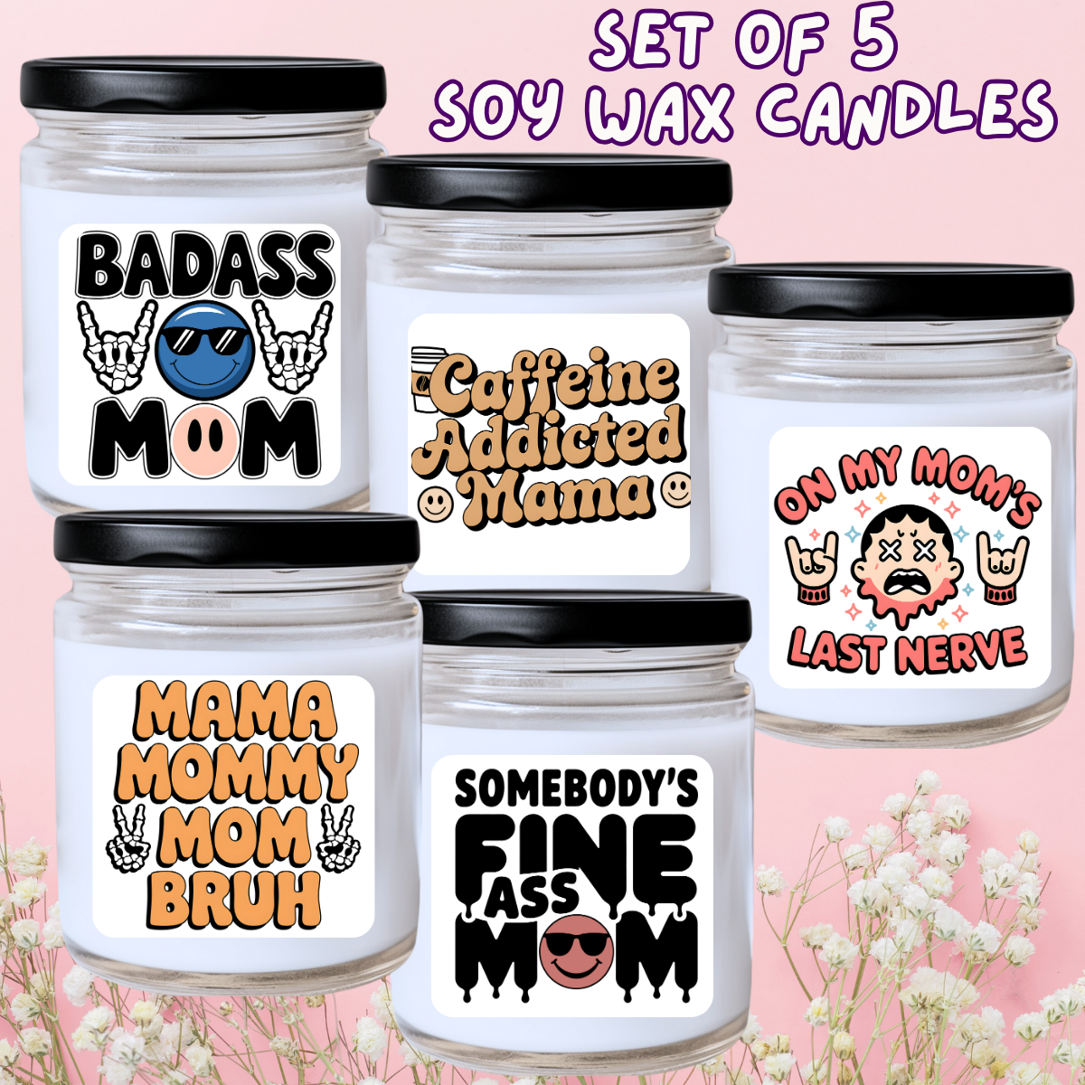 Mother's Day / Spring - 5 Piece Jar Candle Set #24