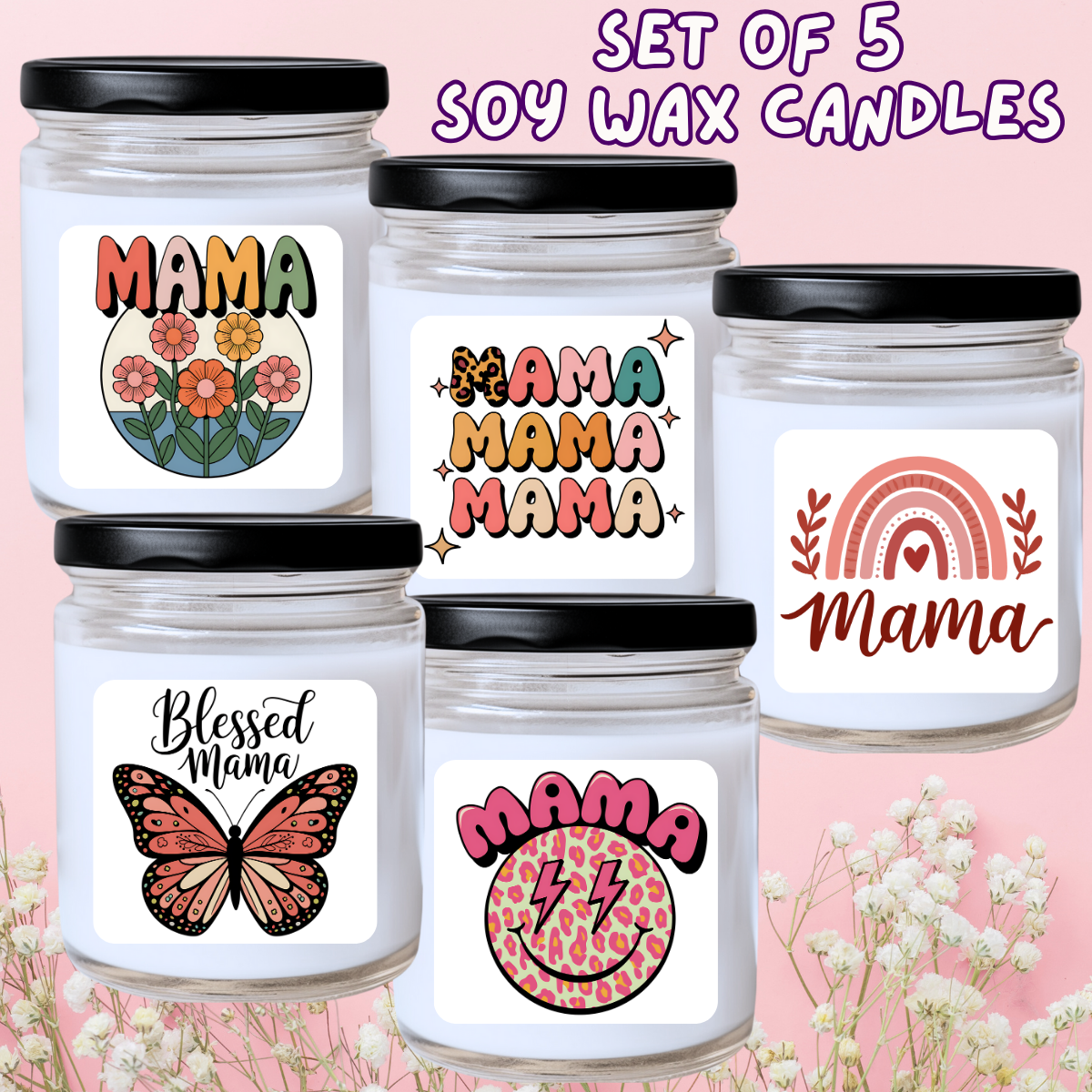 Mother's Day / Spring - 5 Piece Jar Candle Set #30