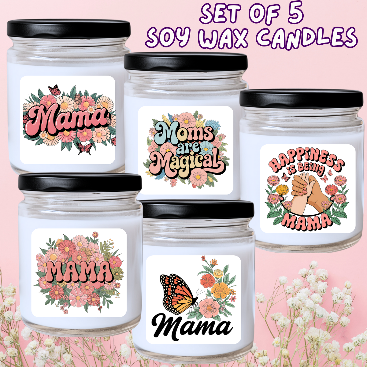 Mother's Day / Spring - 5 Piece Jar Candle Set #36