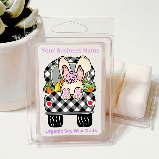 Truck Plaid Bunny Butt - Easter Soy Wax Clamshell (Customizable)