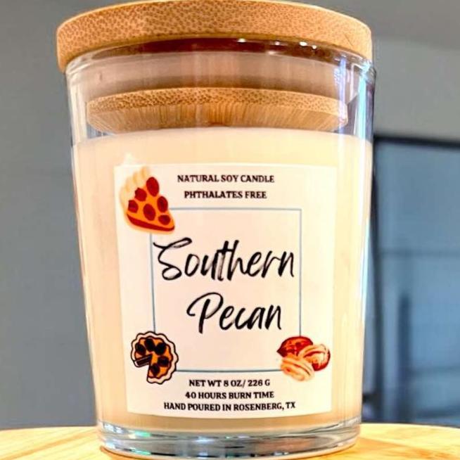 8oz Bamboo Glass Jar Candle - Southern Pecan