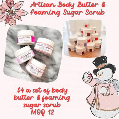 Decadent Handmade Body Butter and Foaming Sugar Scrub Set