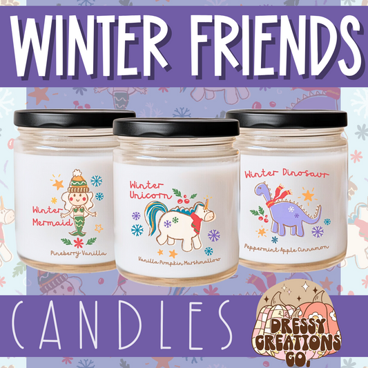 Winter Friends Candles - Mermaid, Unicorn, Dinosaur !MOQ 12!