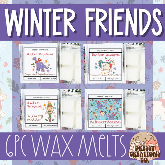 Winter Friends Wax Clamshell - Mermaid, Unicorn, Dinosaur !MOQ 12!