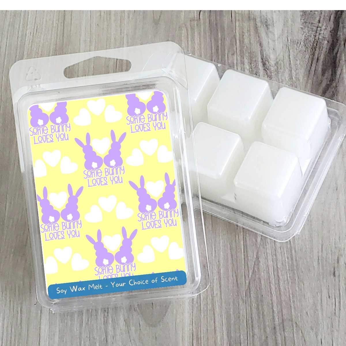 Bunny Print Purple/Yellow - Easter Soy Wax Clamshell (#106)