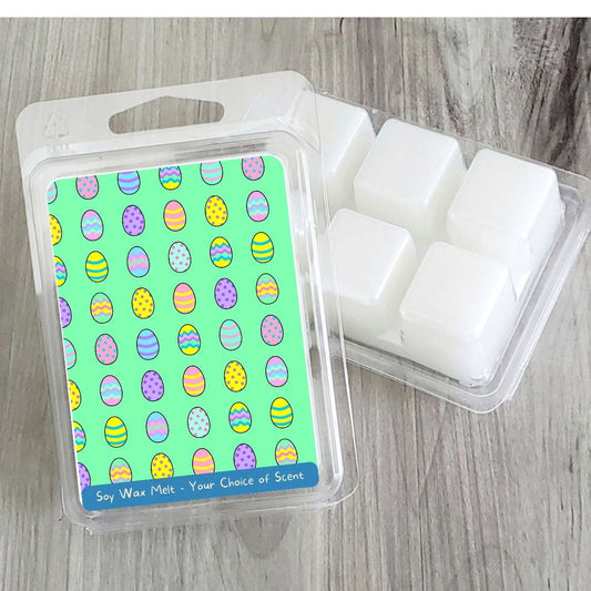 BRIGHT GREEN Cartoon Egg Grid - Easter Soy Wax Clamshell (#142)