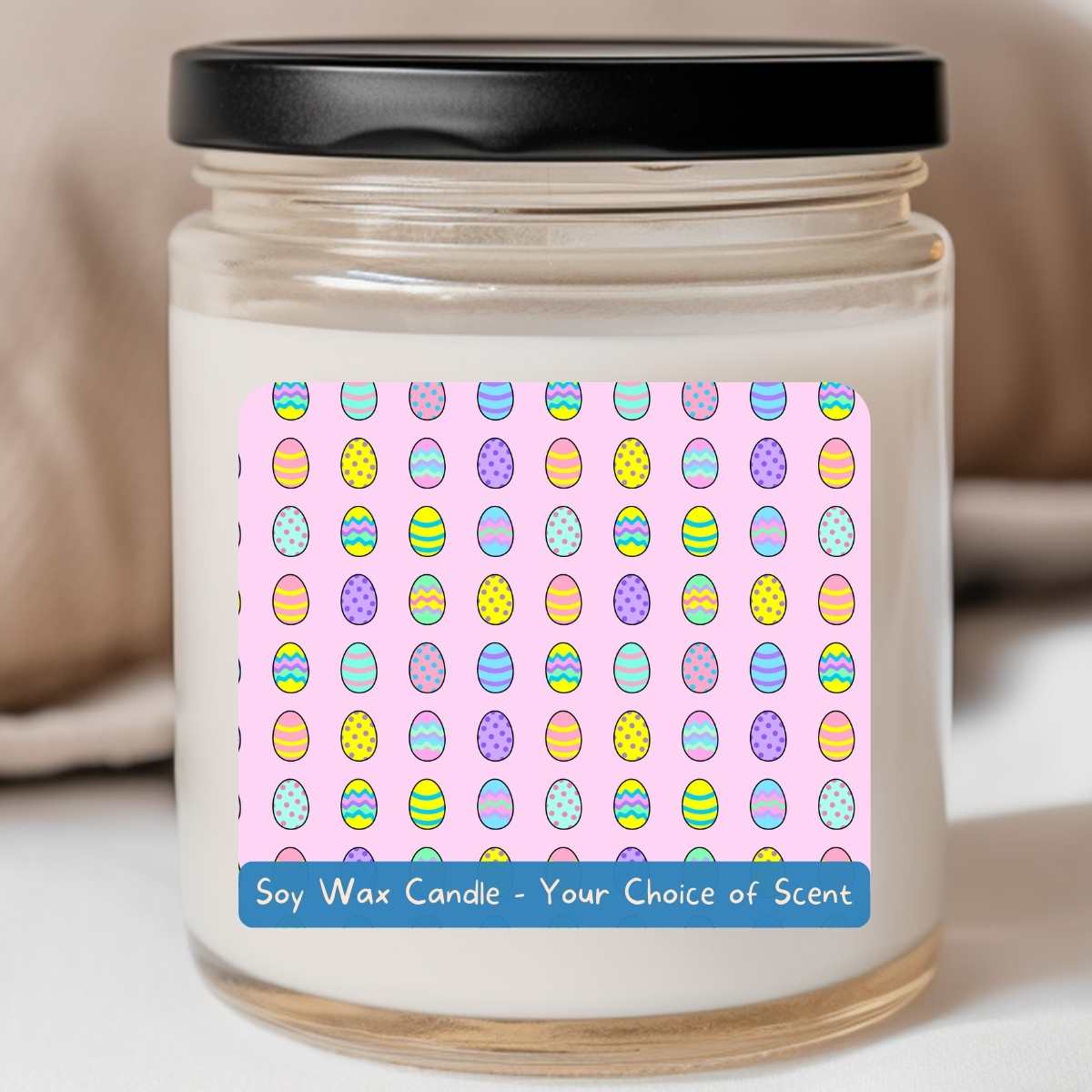 PASTEL PINK Cartoon Egg Grid - Easter 8oz Jar Candle (#145)