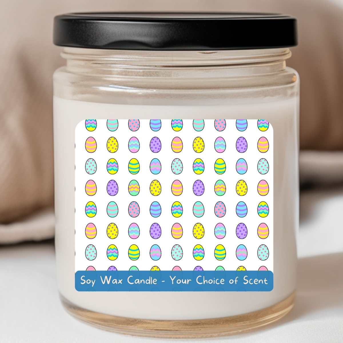 WHITE/MULTI Cartoon Egg Grid - Easter 8oz Jar Candle (#151)