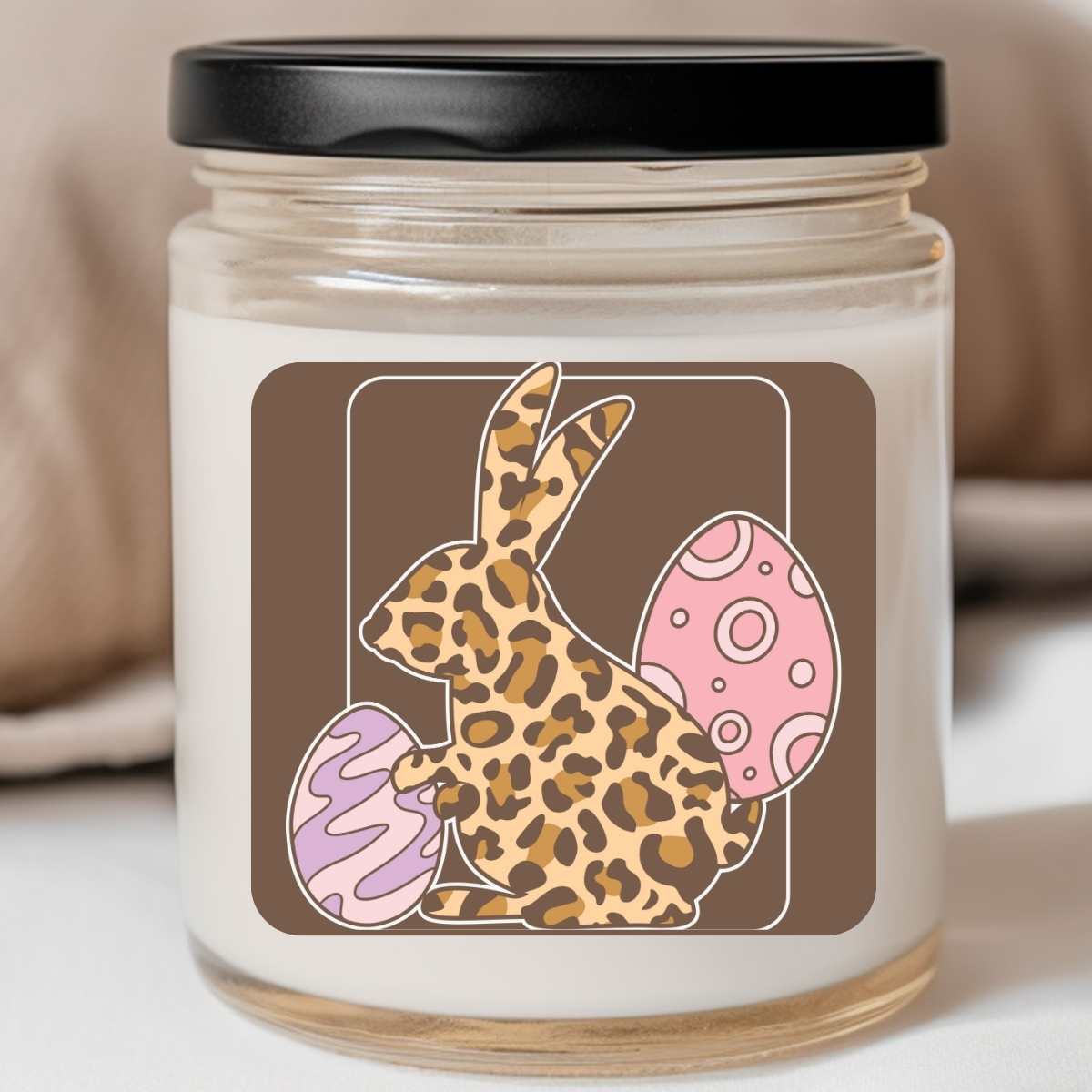 Easter Bunny and Eggs Leopard Western - Easter 8oz Jar Candle (#185)