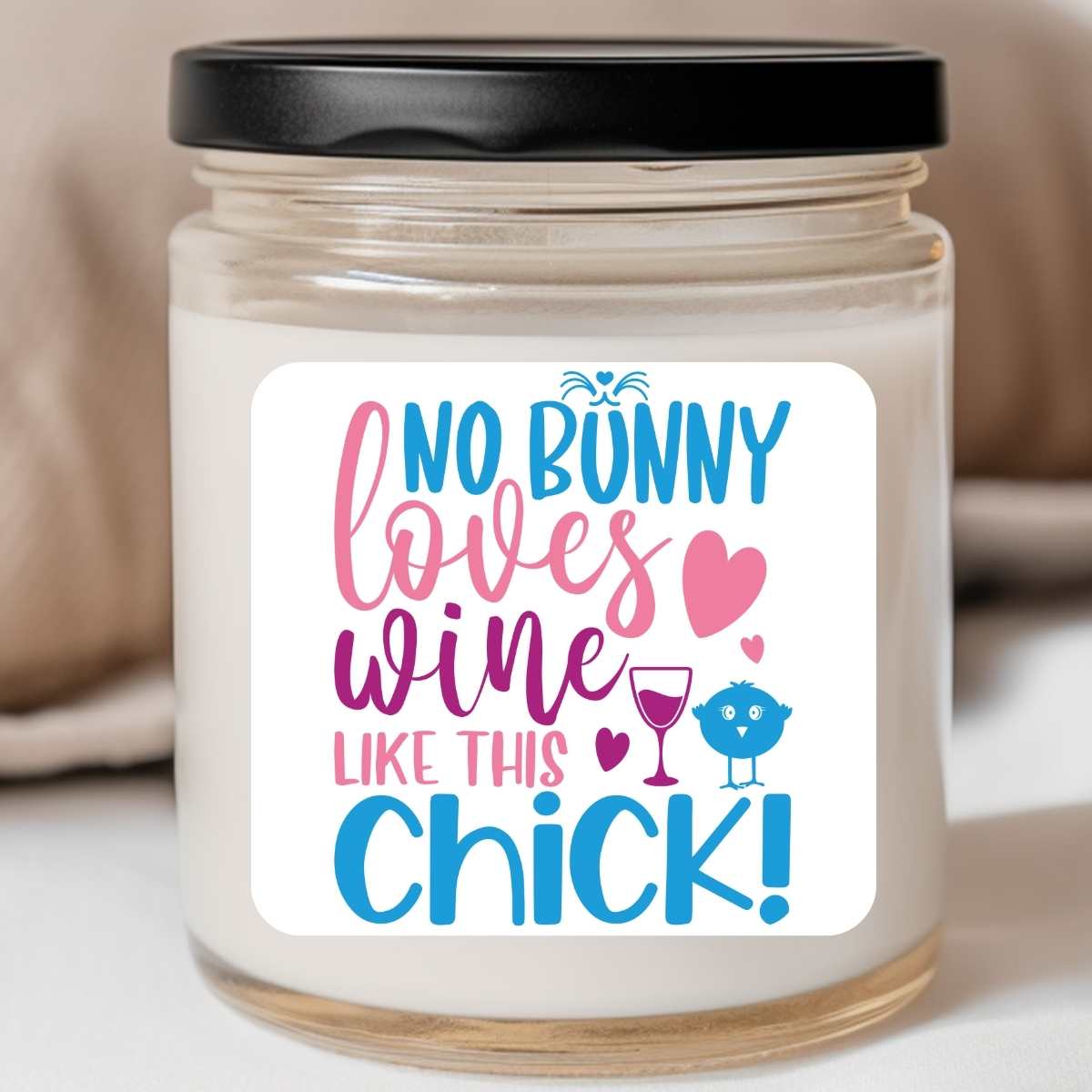 No Bunny Loves Wine - Easter 8oz Jar Candle (#57)