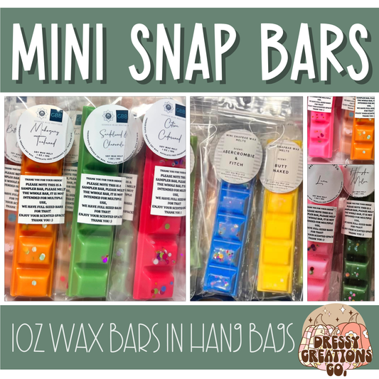 Snap Bar Wax Melts - Mini 1oz - In Hang Bags !MOQ 12!